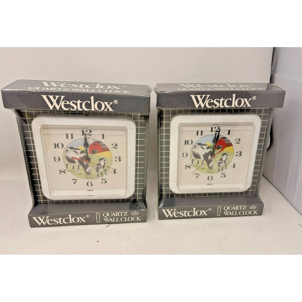 New! Vtg Westclox CountryTime IV Quartz Wall Clock Cow Barn Farm 46595 NOS